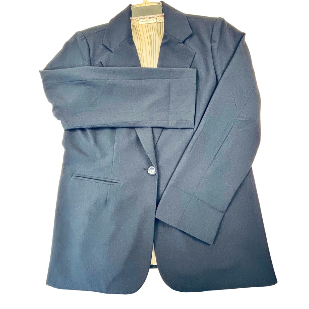 Susan Graver Navy Blazer Lined Single Button Pockets Womens Sz M